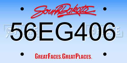 56EG406 South Dakota License Plate