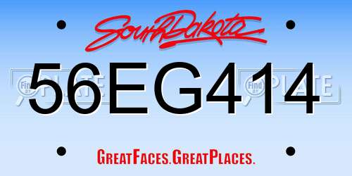 56EG414 South Dakota License Plate