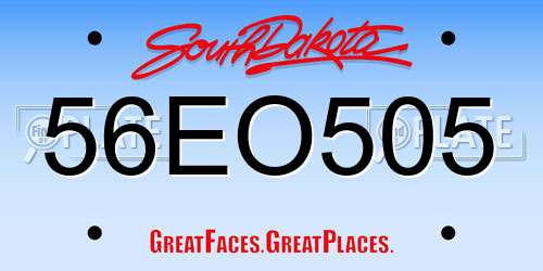 56EO505 South Dakota License Plate