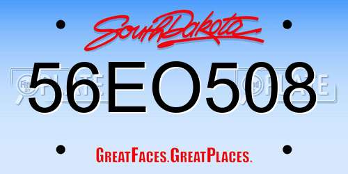 56EO508 South Dakota License Plate