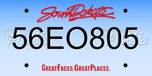 56EO805 South Dakota License Plate