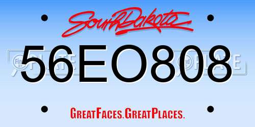 56EO808 South Dakota License Plate