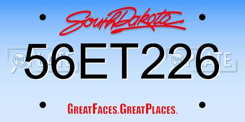 56ET226 South Dakota License Plate