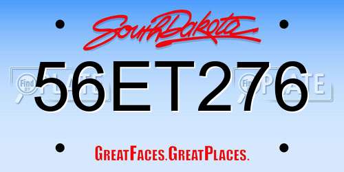 56ET276 South Dakota License Plate