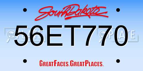 56ET770 South Dakota License Plate