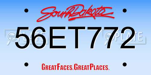 56ET772 South Dakota License Plate
