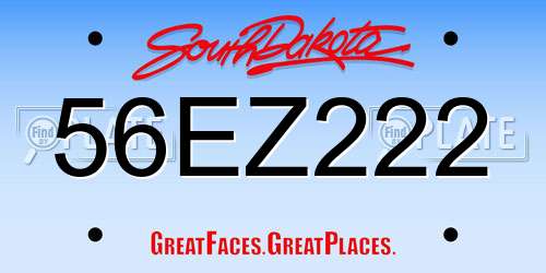 56EZ222 South Dakota License Plate