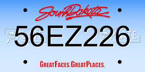 56EZ226 South Dakota License Plate