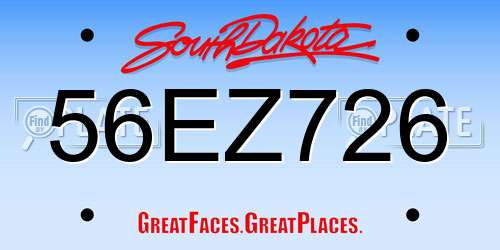 56EZ726 South Dakota License Plate