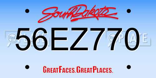 56EZ770 South Dakota License Plate