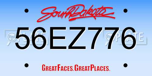 56EZ776 South Dakota License Plate