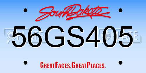 56GS405 South Dakota License Plate