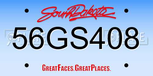 56GS408 South Dakota License Plate