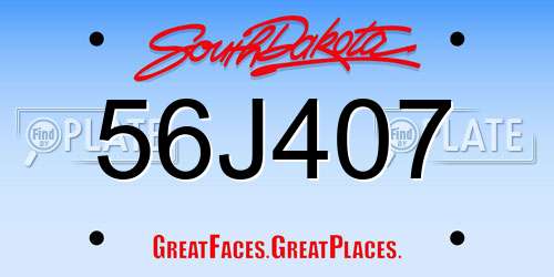 56J407 South Dakota License Plate