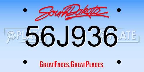 56J936 South Dakota License Plate