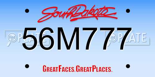 56M777 South Dakota License Plate