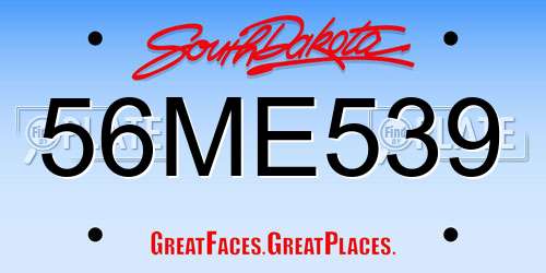 56ME539 South Dakota License Plate