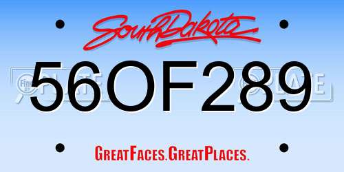 56OF289 South Dakota License Plate