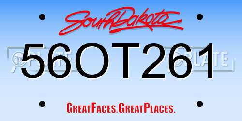 56OT261 South Dakota License Plate