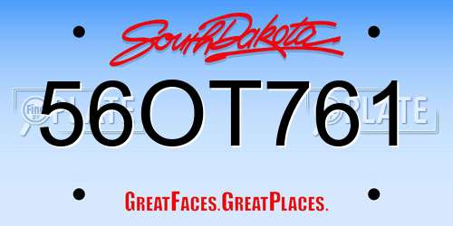 56OT761 South Dakota License Plate