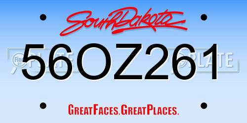 56OZ261 South Dakota License Plate