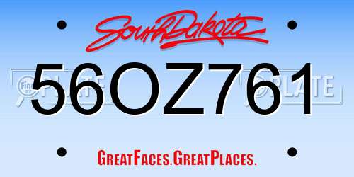 56OZ761 South Dakota License Plate