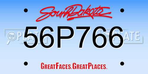 56P766 South Dakota License Plate