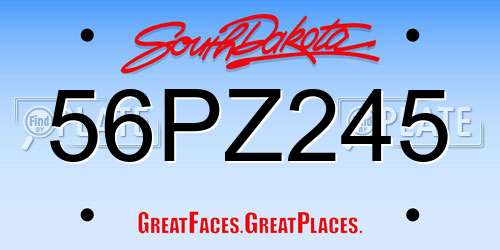 56PZ245 South Dakota License Plate