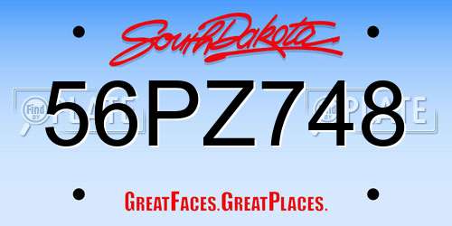 56PZ748 South Dakota License Plate