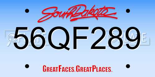 56QF289 South Dakota License Plate