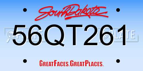 56QT261 South Dakota License Plate