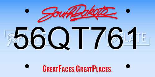 56QT761 South Dakota License Plate