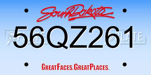 56QZ261 South Dakota License Plate