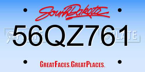 56QZ761 South Dakota License Plate