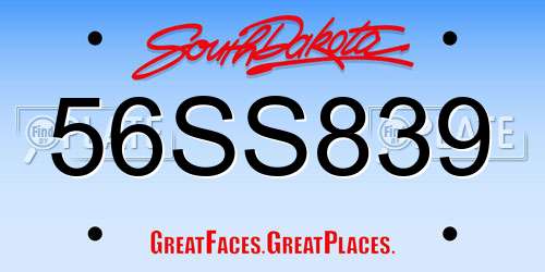 56SS839 South Dakota License Plate