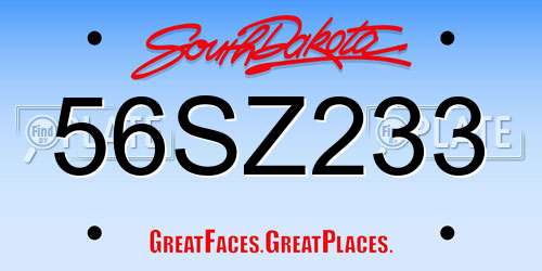 56SZ233 South Dakota License Plate