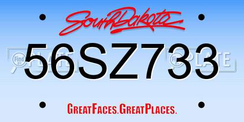 56SZ733 South Dakota License Plate