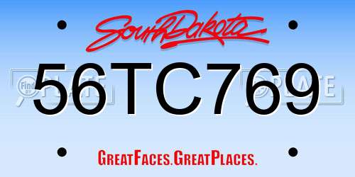 56TC769 South Dakota License Plate