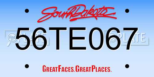 56TE067 South Dakota License Plate