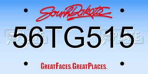56TG515 South Dakota License Plate