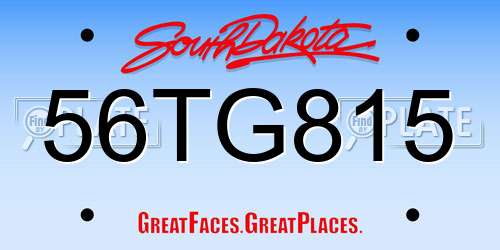 56TG815 South Dakota License Plate