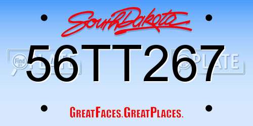 56TT267 South Dakota License Plate