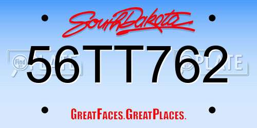 56TT762 South Dakota License Plate