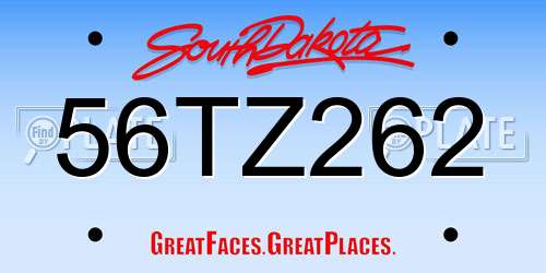 56TZ262 South Dakota License Plate