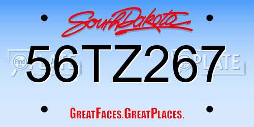 56TZ267 South Dakota License Plate