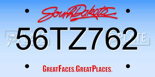 56TZ762 South Dakota License Plate