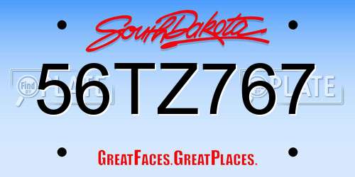 56TZ767 South Dakota License Plate