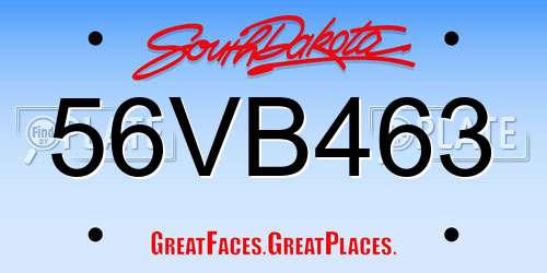 56VB463 South Dakota License Plate