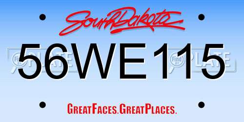 56WE115 South Dakota License Plate