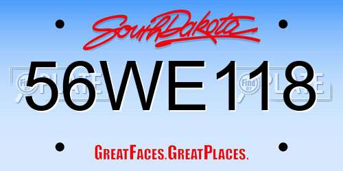 56WE118 South Dakota License Plate